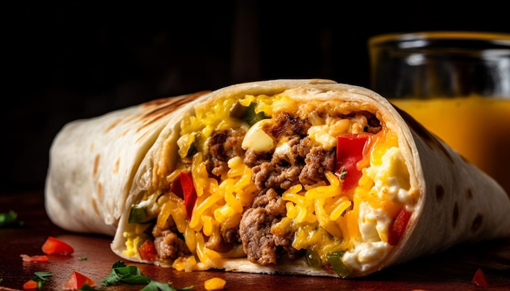 Photo gratuit boeuf grillé sur tortilla avec guacamole frais généré par ai