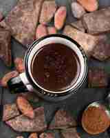 Photo gratuite boisson au chocolat chaud vue de dessus