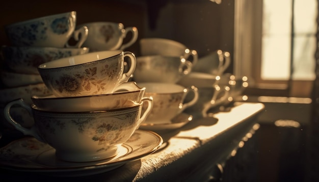 Photo gratuite boisson chaude dans une élégante soucoupe de tasse à café générée par l'ia