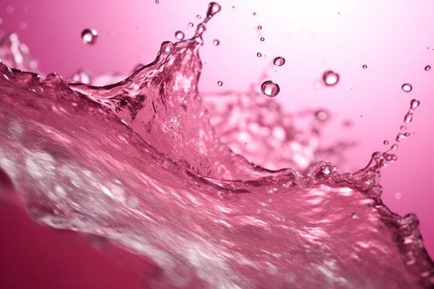 Photo gratuite boisson rose éclaboussée sur un fond de fuchsia brillant