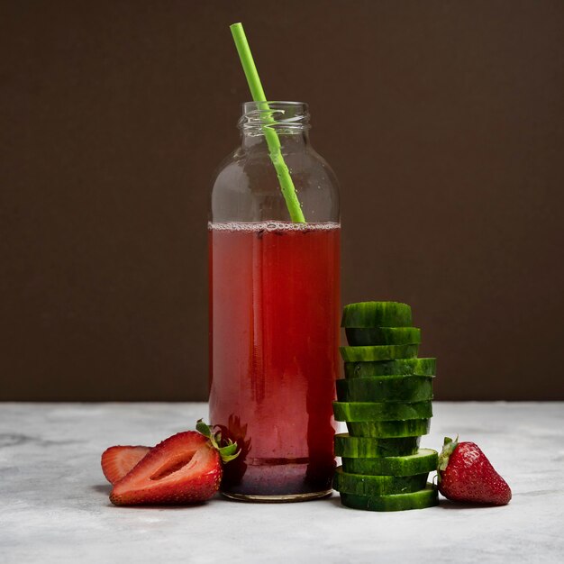 Boisson savoureuse à la fraise et au concombre