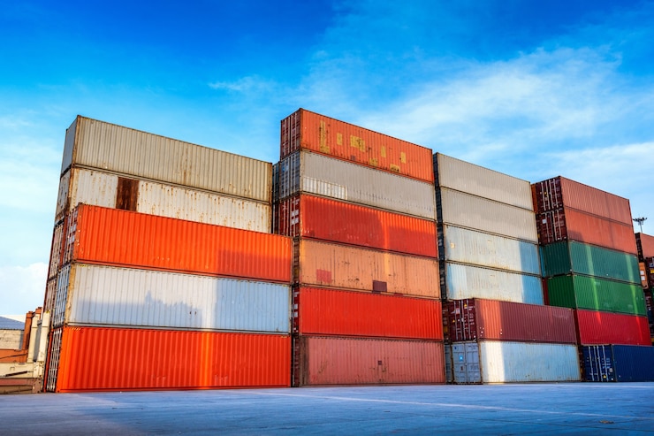 Photo gratuit boîte de conteneurs industriels pour les activités logistiques d'import-export.