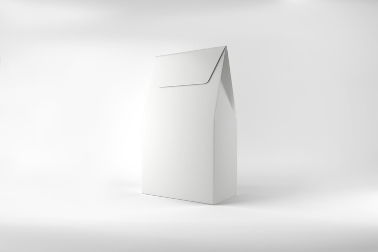Photo gratuit boîte d'emballage en papier blanc minimaliste isolée sur fond blanc