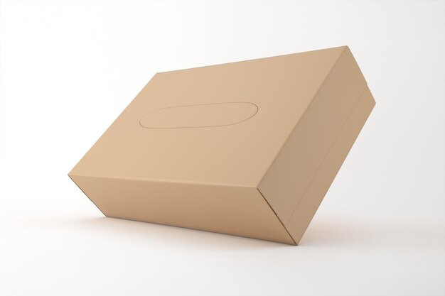 Une boîte à mouchoirs en carton brun sur une surface blanche