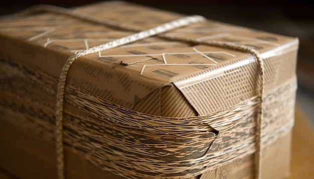 Boîtes en carton empilées enveloppées dans du papier brun généré par l'IA