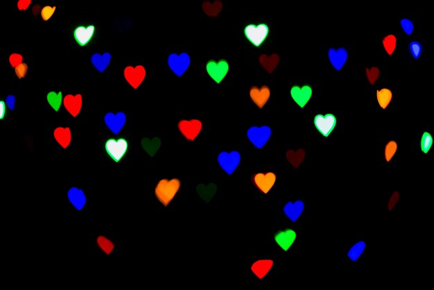 Bokeh abstrait avec des lumières en forme de coeur