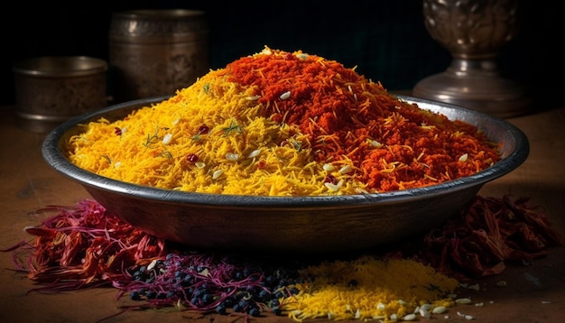 Bol de curry au safran sain de culture autochtone généré par l'IA