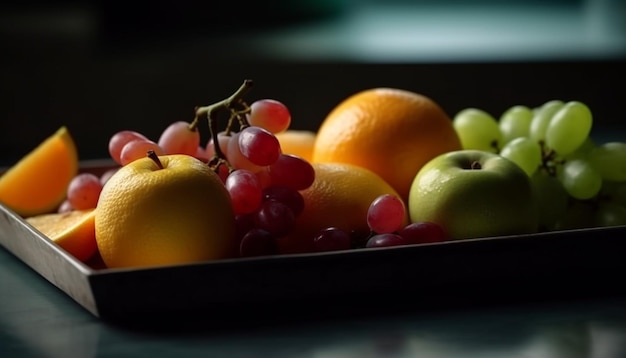 Photo gratuite bol de fruits frais une collation saine et sucrée générée par l'ia