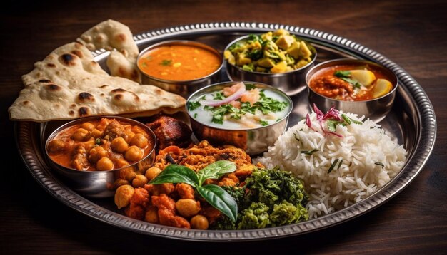 Bol gastronomique avec de la viande de riz saine et des légumes générés par l'IA