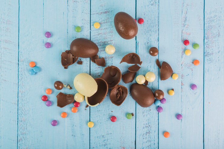 Photo gratuit bonbons et oeufs en chocolat
