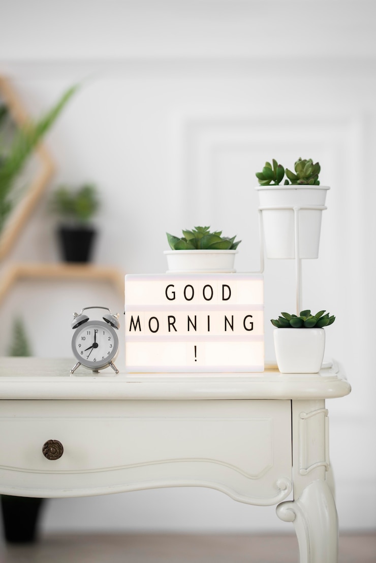 Photo gratuit bonjour message sur lightbox