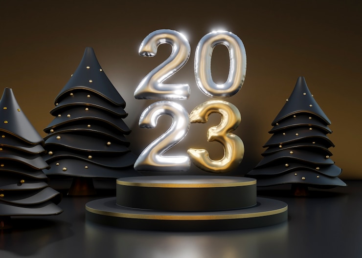 Photo gratuit bonne année avec des arbres