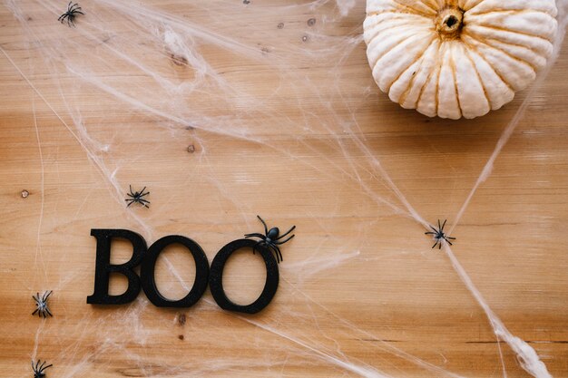 Boo writing on cobweb