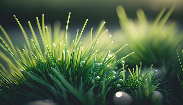 Photo gratuite bouchent l'herbe verte texturale dans la forêt générative al
