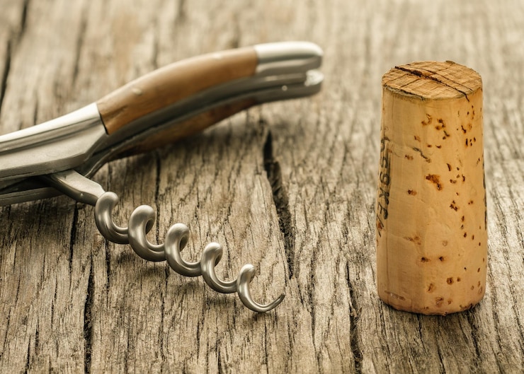 Photo gratuit bouchon de vin et broche d'un tire-bouchon