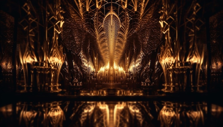 Photo gratuit la bougie dorée illumine la nuit noire symbolise la spiritualité générée par l'ia