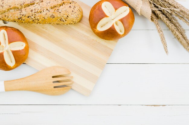 Boulangerie nature morte avec du pain fait main