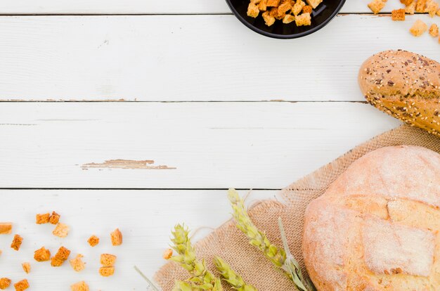 Boulangerie nature morte avec du pain fait main