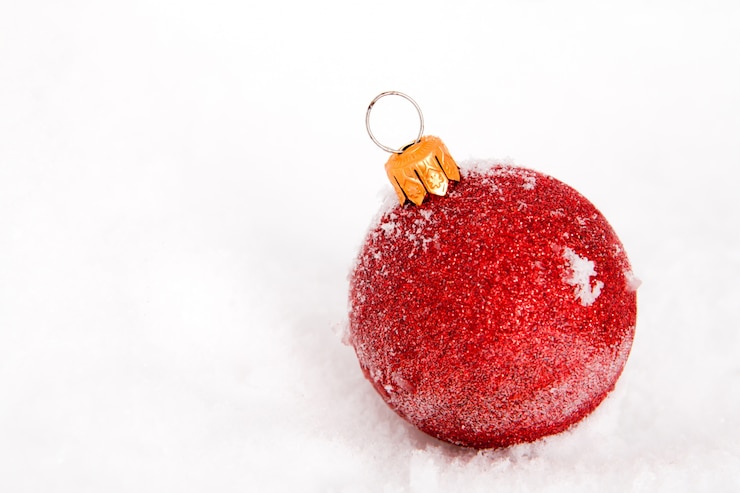 Photo gratuit boule de noël couvert de neige