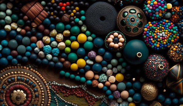 Boules multicolores avec des motifs abstraits bijoux brillants générés par l'IA