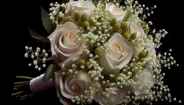 Un bouquet frais de fleurs multicolores arrangées magnifiquement générées par l'IA