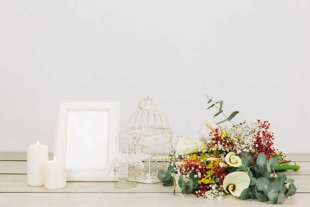 Bouquet de mariée de fleurs avec cadre