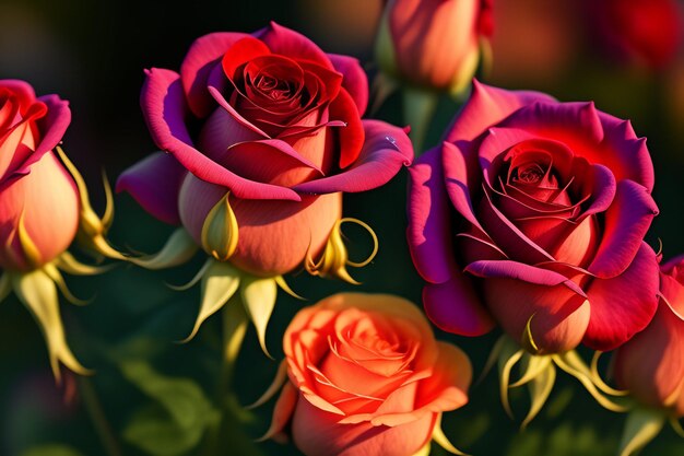 Un bouquet de roses avec le mot amour sur le dessus