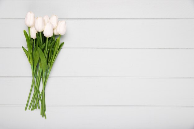 Bouquet de tulipes blanches avec copie-espace