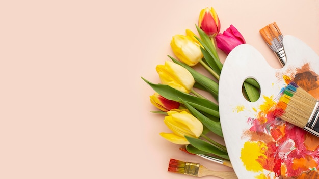 Photo gratuite bouquet de tulipes avec espace copie