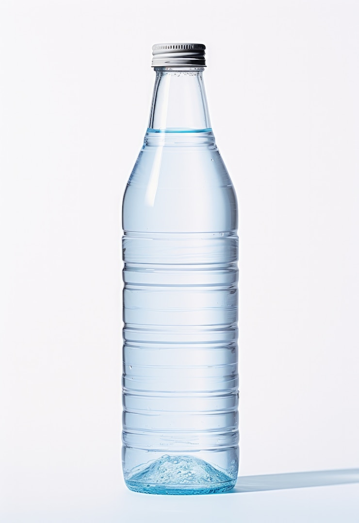 Photo gratuit bouteille d'eau transparente dans le studio