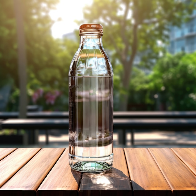 Bouteille d'eau transparente à l'extérieur