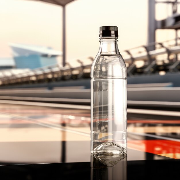 Bouteille d'eau transparente à l'extérieur