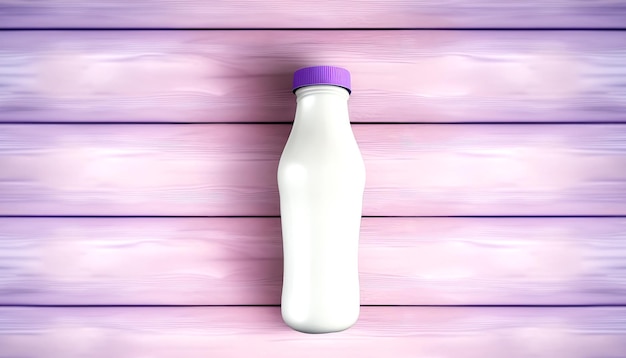 Photo gratuite bouteille de lait sur un fond en bois ai générative