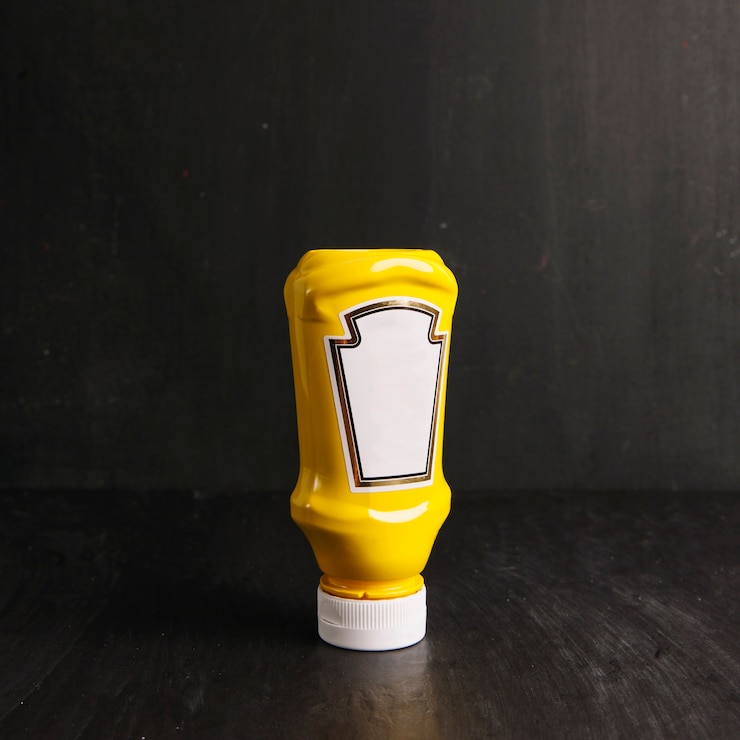 Photo gratuit bouteille en plastique de moutarde