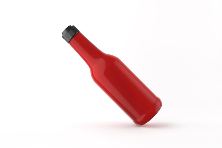 Photo gratuit bouteille de sauce piquante rouge isolée sur fond blanc