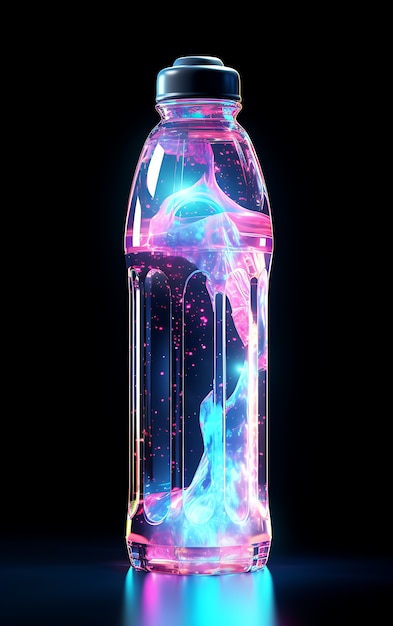 Bouteille de soda futuriste aux couleurs vives