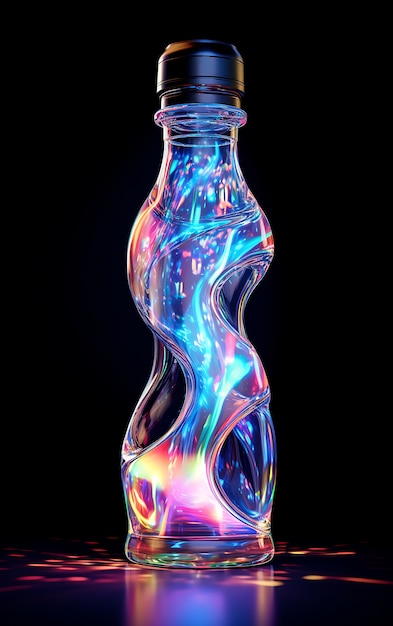 Bouteille de soda futuriste aux couleurs vives