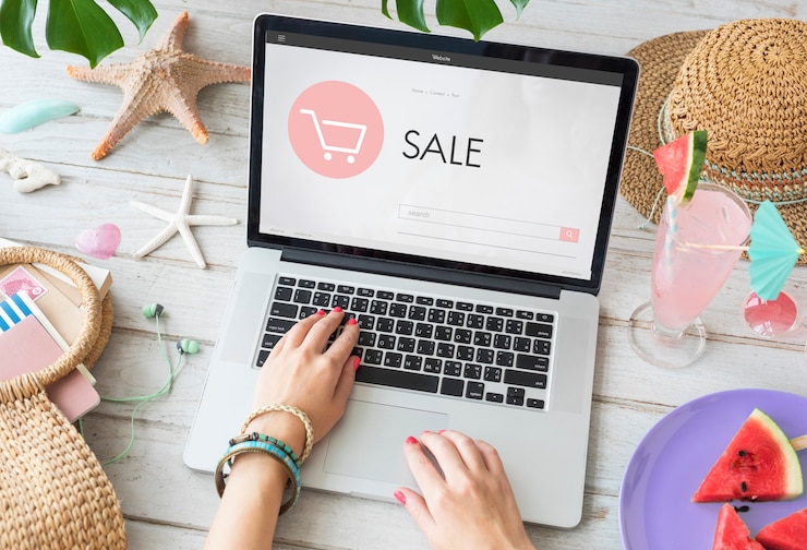Photo gratuit boutique e-commerce en ligne concept de vente de la page d'accueil