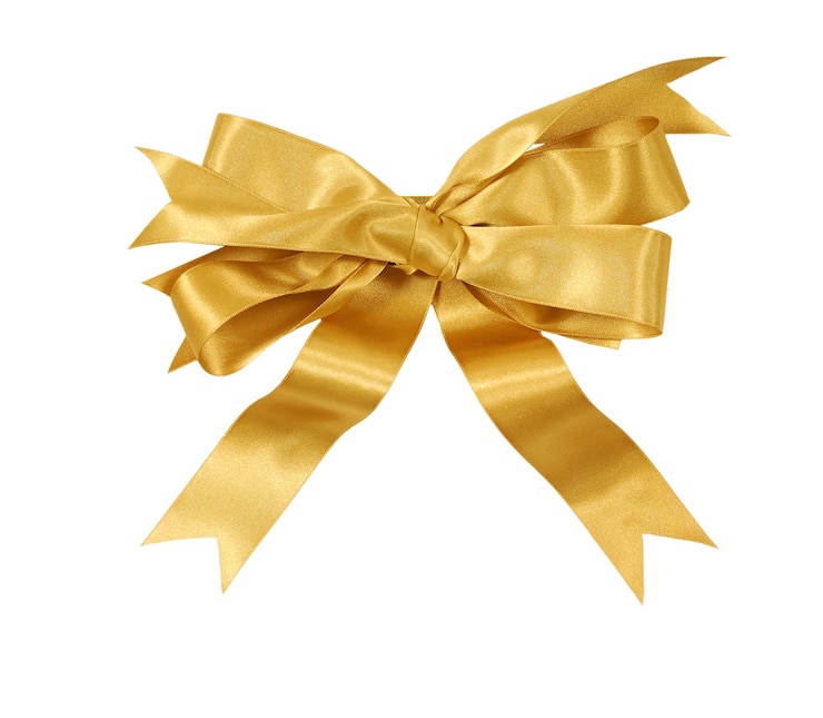 Photo gratuit bow ou rosette en or pour cadeaux