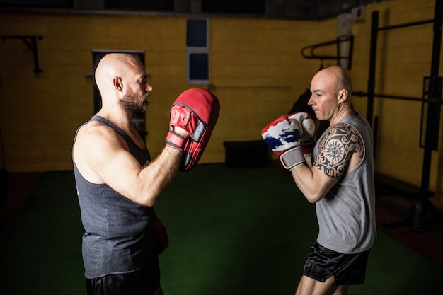 Photo gratuite boxeurs pratiquant la boxe dans le studio de fitness