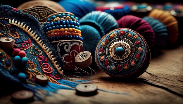 Broderie multicolore sur un souvenir de tapis turc orné généré par l'IA