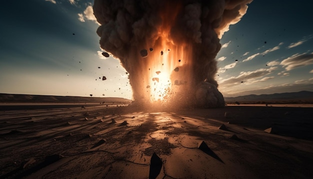 Photo gratuite brûler la fumée du ciel et la destruction par les flammes du paysage naturel généré par l'ia