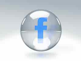Photo gratuite bulle de verre transparente avec logo facebook à l'intérieur isolée sur fond transparent