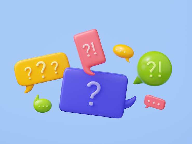 Photo gratuit bulles 3d avec points d'interrogation