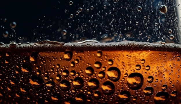 Photo gratuite bulles de bière mousseuses dans un verre de pinte d'or générées par l'ia