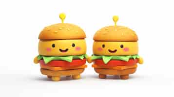 Photo gratuite burger 3d avec des caractéristiques de personnage de dessin animé