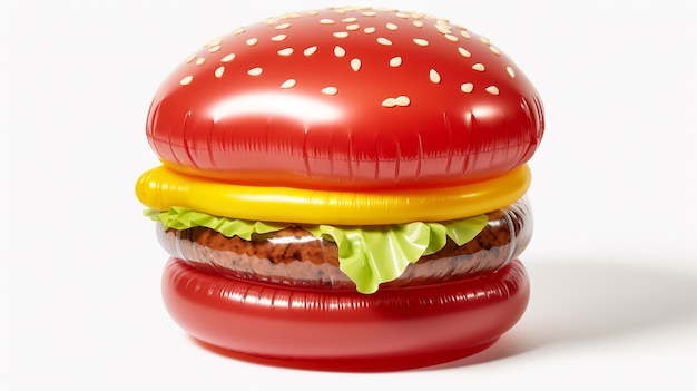 Photo gratuite burger 3d avec petits pains gonflables