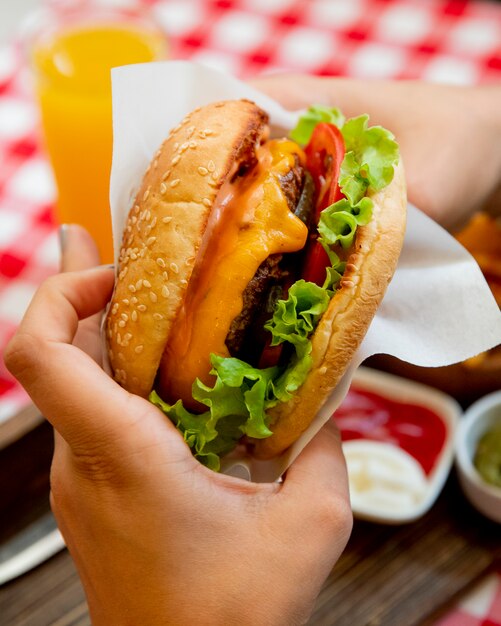 Burger avec laitue tomates et fromage