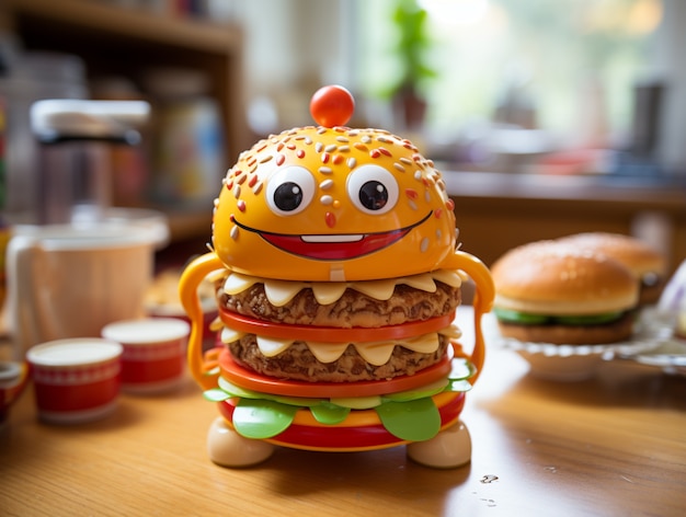 Photo gratuite burger mignon avec expression du visage