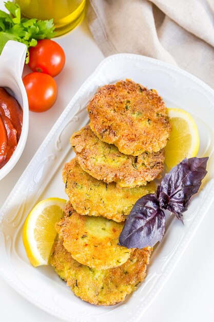 Burgers végétariens avec sauce et mise au point sélective de légumes